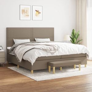 The Living Store Boxspring met matras stof taupe 200x200 cm - Bed