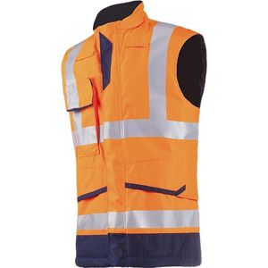 Sioen Flaxton Vlamvertragende en antistatische signalisatie bodywarmer Fluo Oranje/Marine maat L