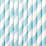 Partydeco Drinkrietjes - papier - 20x - strepen wit/blauw - 19,5 cm - rietjes