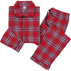 La-V Flanel pyjama set voor jongen met geruit patroon Rood - 152-158