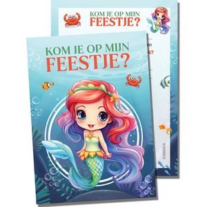 Uitnodiging kinderfeestje - Voordeelset 20 stuks - Beschrijfbaar - Uitnodigingskaarten - Uitnodiging verjaardag - uitnodiging verjaardag feest - Uitnodiging kinderfeestje Meisje - Uitnodiging feestje - uitnodigingen - Kleine Zeemeermin