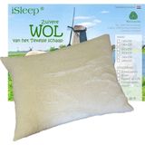 iSleep Wollen Hoofdkussen DeLuxe - Wolvacht zijde - 60x70 cm - Ecru