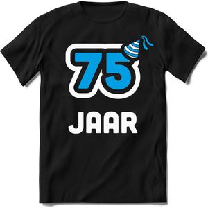 75 Jaar Feest kado T-Shirt Heren / Dames - Perfect Verjaardag Cadeau Shirt - Wit / Blauw - Maat 7XL