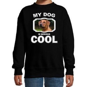 Rhodesische pronkrug honden trui / sweater my dog is serious cool zwart - kinderen - Pronkruggen liefhebber cadeau sweaters - kinderkleding / kleding 98/104