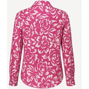 SOPHYLINE Blouse Lange Mouw – Fuchsia Rozenprint – 100% Katoen – Frivool & Vrouwelijk – Maten S t/m XL