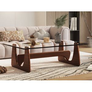Noguchi salontafel - Walnoot - Tafel - Japandi - Hout - Glas - Design - Coffee table
