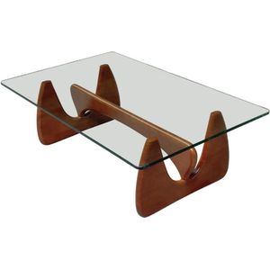 Noguchi salontafel - Walnoot - Tafel - Japandi - Hout - Glas - Design - Coffee table