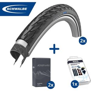 Fietsband - Schwalbe - Buiten- & binnenbanden (2x2 stuks) - Delta Cruiser Plus & SV17E - 28 inch x 1.40 - 2.00 - 60 mm - Met plaksetje