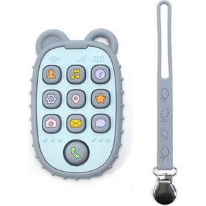 RubyC Bijtspeeltje Telefoon met Koord Grijs Bijtring Pop It - Baby - Peuter - Kind - Cadeau - Sinterklaas - BPA vrij