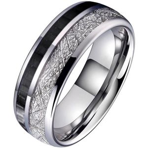 Wolfraam heren ring Carbon Vermiculiet Inlay-22mm