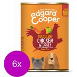 6x Edgard & Cooper Blik Vers Vlees Hondenvoer Kip - Kalkoen 400 gr