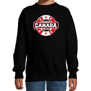 Have fear Canada is here sweater met sterren embleem in de kleuren van de Canadese vlag - zwart - kids - Canada supporter / Canadees elftal fan trui / EK / WK / kleding 152/164