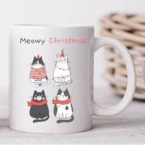 Meowy CHRISTMAS | Mok met tekst | Kerst cadeau | Lol surprise | Grappige mok | Verjaardag cadeau | Cadeau voor man | Cadeau voor vrouw | Cadeau voor haar | Cadeau voor hem | Grappige cadeau | Thee glazen | Valentijn cadeautjes | Koffiekopjes