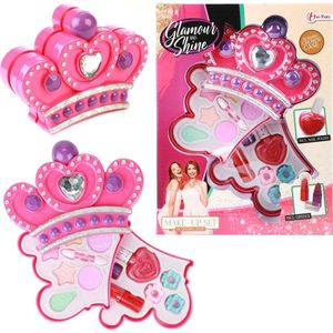 Toi Toys Make-up set Kroon Deluxe - Kinder Make up - Roze Make up set - Diverse Kleuren Oogschaduw, Lipgloss, Nagellak en Haarspeldjes - Beauty Girls - Meisjes Opmaken - Vegan Make up set - Cadeautip Kinderfeestje Meisje - Kerstcadeau Meisje -