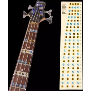 Lintage Guitars - Basgitaar fretboard stickers - Basgitaar noten sticker - Gekleurde fret stickers voor het leren spelen van Bas