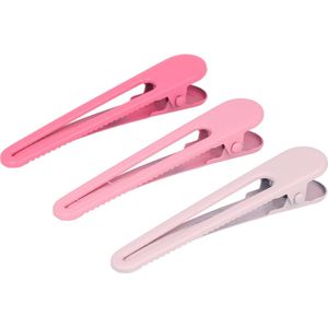 Duckklem Haarspeld Haarklem Haarclip Open Vorm 6cm Mat Licht Roze 3 Stuks Metaal