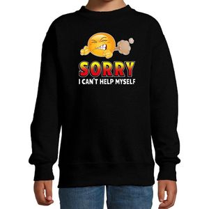 Funny emoticon sweater Sorry I cant help myself zwart voor kids - Fun / cadeau trui 98/104
