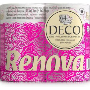 Renova Deco Wit Geur Toiletpapier 4-Laags 140 Vellen 4 Rollen