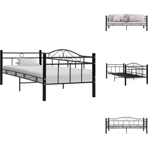 vidaXL Metalen Bedbank - Zwart - 206 x 97 x 74.5 cm - Geschikt voor 90 x 200 cm Matras - Montage vereist - Bed