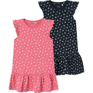 NAME IT NMFVIDA 2P CAPSL DRESS Meisjes Jurk - Camellia RosePack:Dark Sapphire - Maat 104