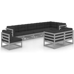 vidaXL 9-delige Loungeset met kussens grenenhout Loungeset - Tuinmeubel - Buitendecoratie - Lounge Set - Hoeksofa