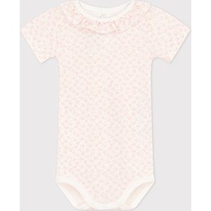 Petit Bateau Babybody met korte mouwen en kraagje van katoen Meisjes Rompertje - Roze - Maat 92/98