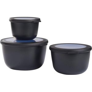 3-delige Multikom Cirqula set - Nordic black - voorraadpotten met deksel diepvriesdozen