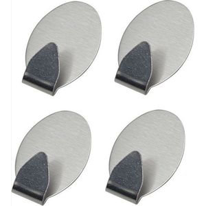 Scoby - Ophanghaakjes voor handdoeken - 4 stuks - zelfklevend - roestvrij staal - 5 x 3 cm - Ovaal