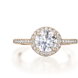Seraphina - 18k Roségouden Moissanite Halo Verlovingsring - 1 karaat