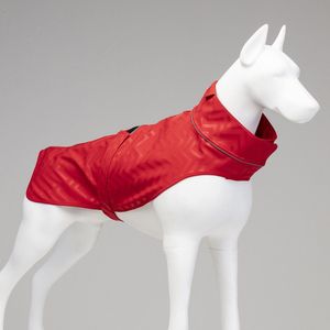 Lindo Dogs - Honden regenjas - Hondenjas - Hondenkleding - Regenjas voor honden - Reflecterend - Waterproof/Waterdicht - Poncho - Red Stripe - Rood - Maat 2