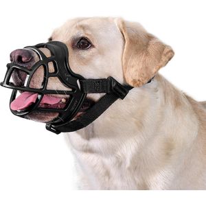 Muilkorf, zachte muilkorf voor honden, rubber, verstelbare riem, geschikt voor muilkorven van middelgrote en grote honden, voorkomt blaffen, bijten en kauwen (XL)