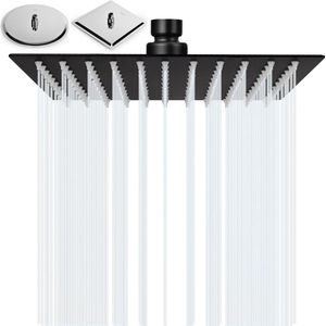 12 inch douchekop regendouche regendouche vierkante inbouwdouchekoppen verstelbare douchekop van roestvrij staal 304 met anti-kalksproeiers regendouchekop (30 x 30 cm, mat zwart) -F