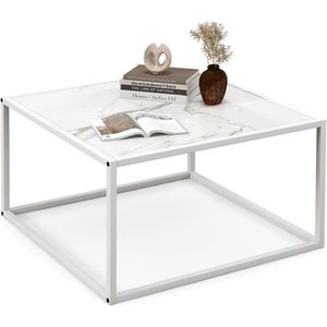 Imperatoris -kunstmatig Marmeren Salontafel- Eettafel met Metalen Poten - Marmer Look tafel- Geschikt voor Eetkamers en Woonkamers - wit