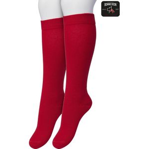 Bonnie Doon Kinder Kniekousen Rood maat 27/30 - 2 paar - Kinderkniekousen - 2-pack - Multipack - Uitstekend draagcomfort - Cotton Knee High - Zakt niet af - Effen - Kids Kousen - Kinderen - Red - OL8335022.337