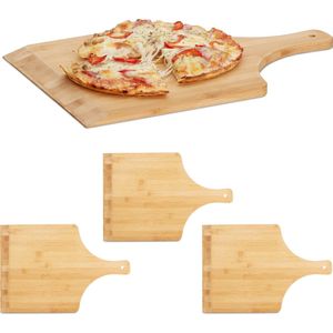 Relaxdays 4x pizzaschep 45 cm groot - bamboe - pizzaspatel - broodschep - pizzaplank hout