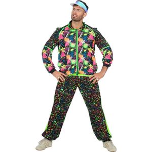 Wilbers & Wilbers - Jaren 80 & 90 Kostuum - Super Druk Neon Graffiti Jaren 80 Retro Trainingspak - Man - Multicolor - Maat 48 - Carnavalskleding - Verkleedkleding