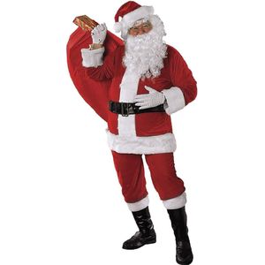 kerstmankostuum voor volwassenen, compleet kostuum met baard, eenheidsmaat, officiële Kerstmis, feesten, feestjes