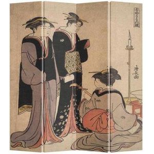 Fine Asianliving Japans Kamerscherm Oosters Scheidingswand B160xH180cm 4 Panelen Japanse Vrouwen Muziek