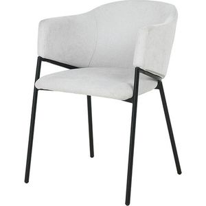 Eetkamerstoel Drop® Nori - kleur grijs - gestoffeerde stoel met metalen design onderstel in het zwart - lengte 53cm - breedte 60cm - hoogte 77cm