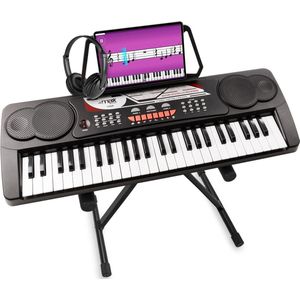 Keyboard piano - MAX KB8 keyboard met 49 toetsen, keyboard standaard en koptelefoon - Zwart