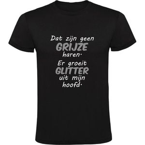 Dat zijn geen grijze haren. Er groeit glitter uit mijn hoofd Heren T-shirt | oud | papa | vader | opa | pensioen