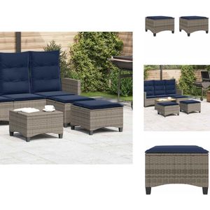 vidaXL Tuinkruk - Tuinkrukken - Krukje - Rattan Krukje - Tuinkrukken met kussens 2 st 55x55x36 cm poly rattan grijs