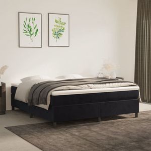 vidaXL - Bedframe - zonder - matras - 160x200 - cm - fluweel - zwart