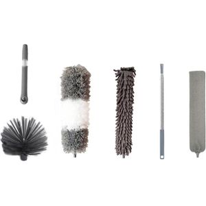 Stofdoeken voor reiniging - microvezel stofdoekset met verlengstang - set van 6 - veren stofdoek - ovendeur reinigingsgereedschap - voor jaloezieën