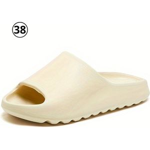 Livano Comfortabele Slippers - Badslippers - Teenslippers - Anti-Slip Slides - Flip Flops - Stevig Voetbed - Khaki - Maat 38