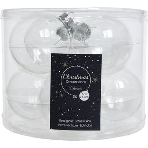 Decoris kerstballen glas mix glanzend mat D7cm transparant dia7.00cm