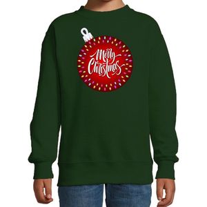 Foute kersttrui / sweater kerstbal Merry christmas groen voor kinderen - kerstkleding / christmas outfit 134/146