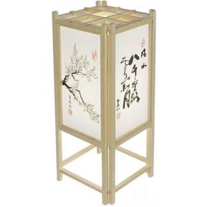 Fine Asianliving Japanse Tafellamp Rijstpapier Shoji Hout Calligraphy Natural