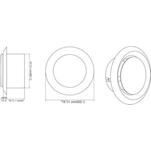 Verstelbaar schotelventiel - ronde stalen afdekking - ventilatie met verstelbare diffuser - ventilatiebuisventiel - ventilatierooster - afvoerpijp - metaal - zilver - Ø - verstelbaar - luchtstraal