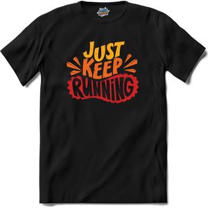 Just Keep Running | Hardlopen - Rennen - Sporten - T-Shirt - Unisex - Zwart - Maat 3XL